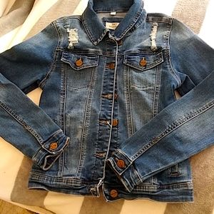 "Skinny Fries Jean Jacket". Size S. Good Shape. Desirable Denim.